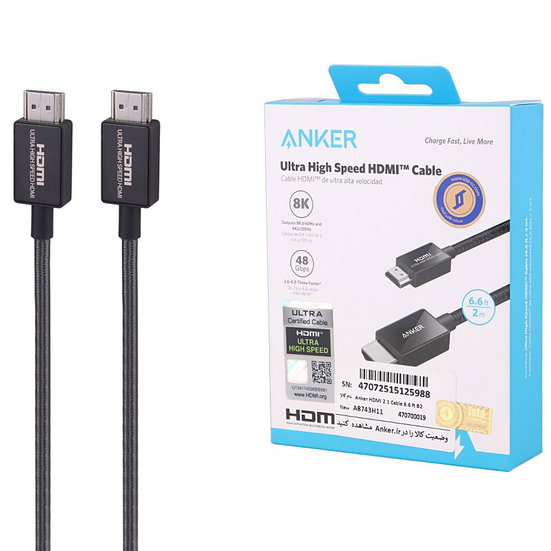 1770108054_fpnrribbz کابل HDMI 8K انکر A8743H11 طول 2 متر - تصویر 1